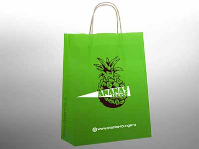 Зеленый крафт пакет с логотипом